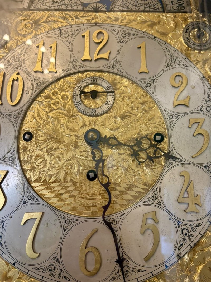 Antique Exhibition Quality Carved Mahogany Nine Tube Chiming Longcase Clock - Image 24